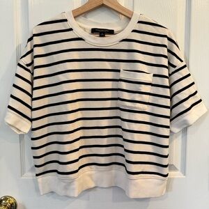 Marc New York Andrew Marc Striped Short Sleeve Boxy Fit Top Medium